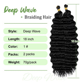 EERYA Long Curly Braiding Hair 18 Inch Ocean Wave side view