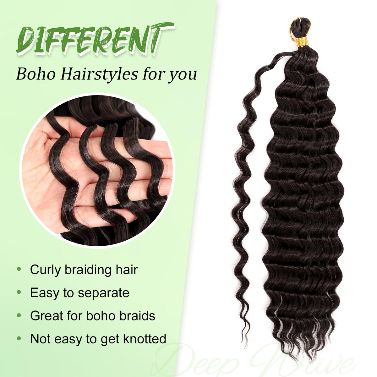EERYA Long Curly Braiding Hair 20 Inch close-up of texture