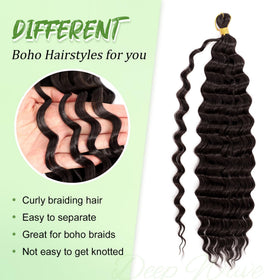 EERYA Long Curly Braiding Hair 20 Inch close-up of texture