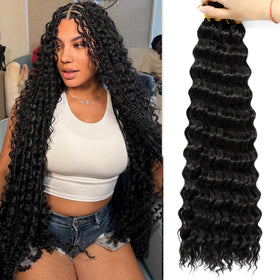 EERYA Long Curly Braiding Hair 20 Inch ocean wave front view