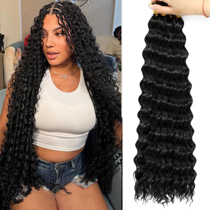 EERYA Long Curly Braiding Hair 20 Inch ocean wave front view