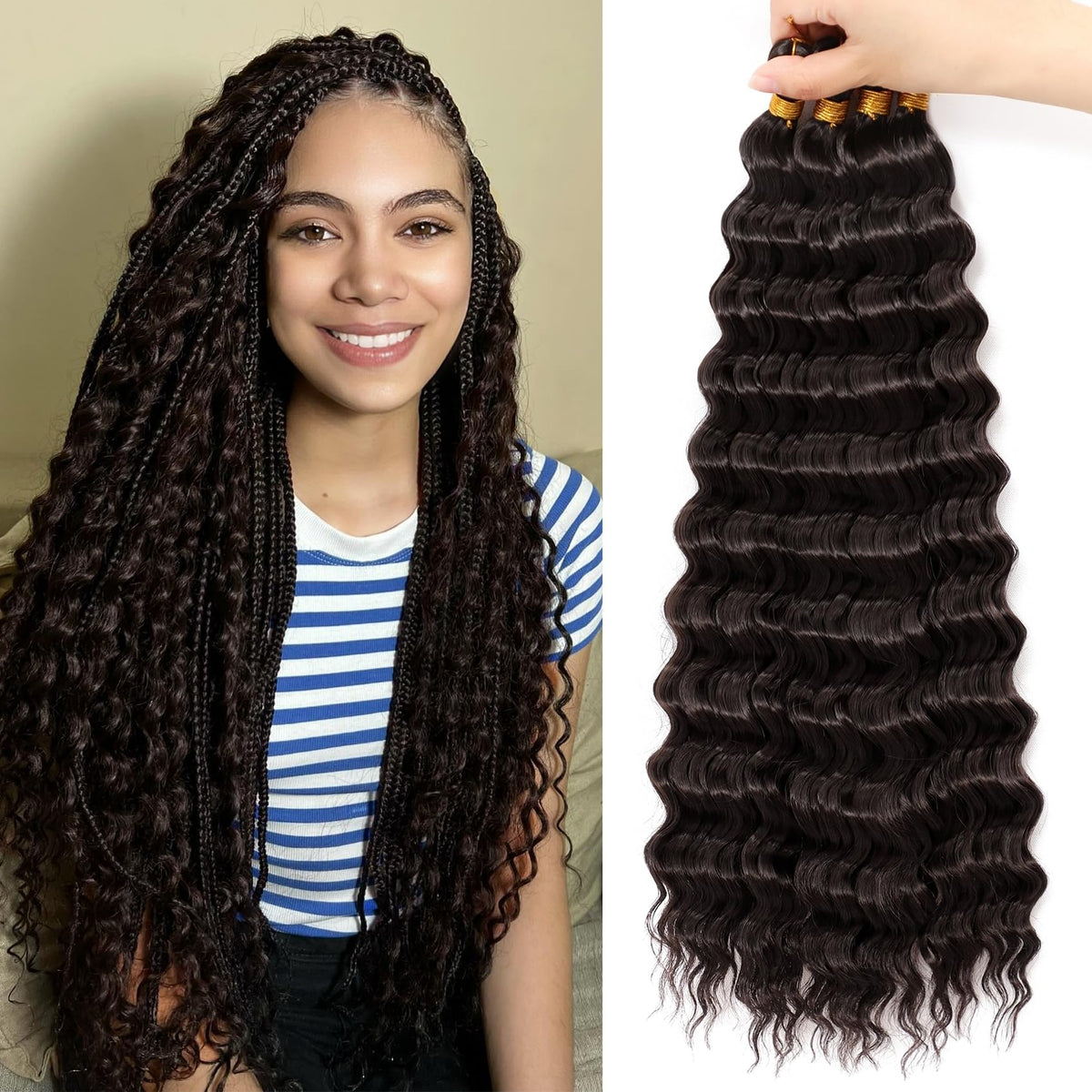 EERYA Long Curly Braiding Hair 20 Inch Ocean Wave front view