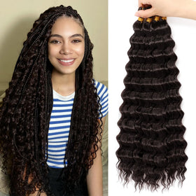 EERYA Long Curly Braiding Hair 20 Inch Ocean Wave front view