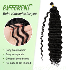 EERYA Long Curly Braiding Hair 20 Inch styled in boho braids