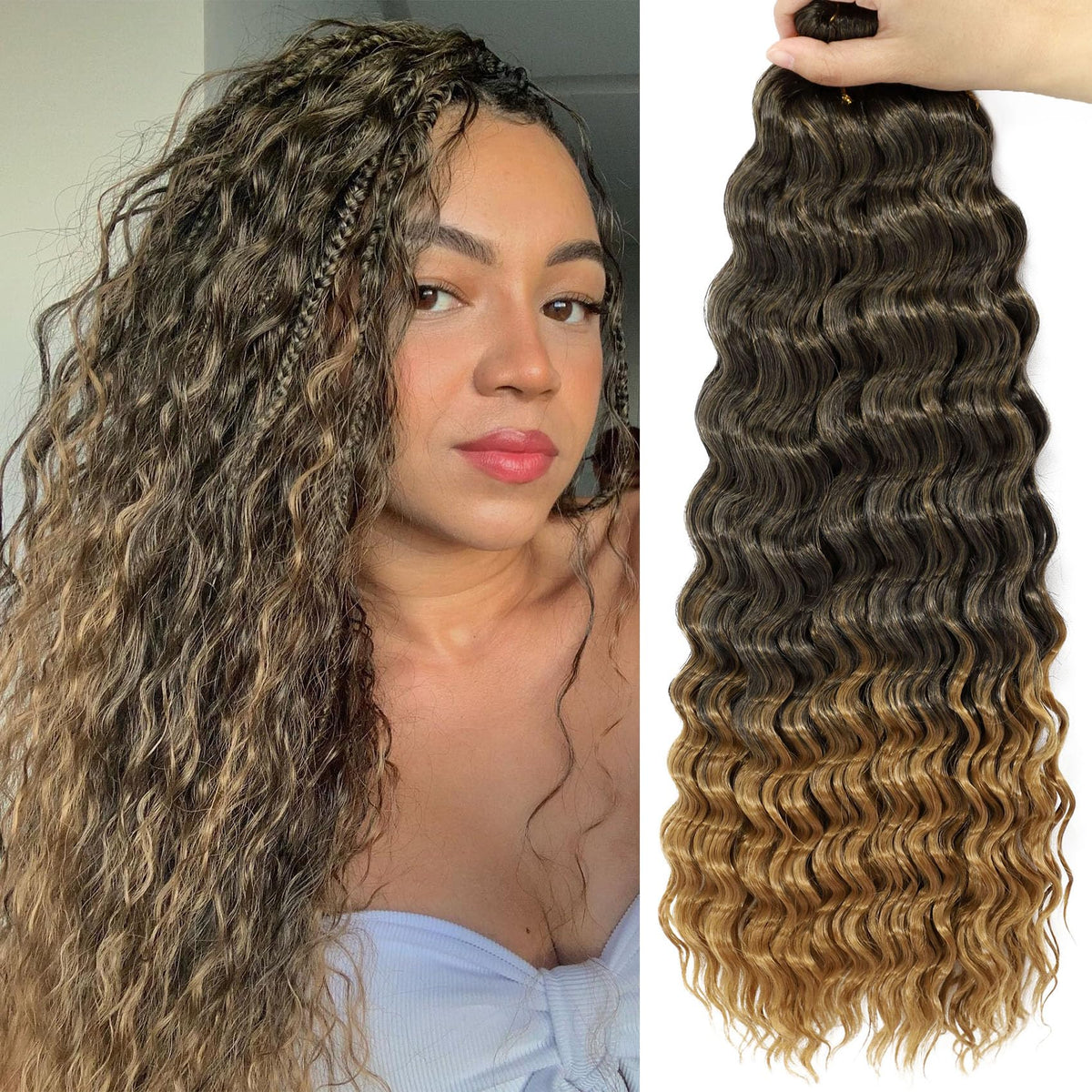 EERYA Long Curly Braiding Hair 24 Inch T27 front view
