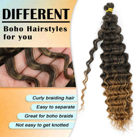 EERYA Long Curly Braiding Hair 24 Inch T27 styled in boho braids