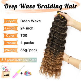 EERYA Long Curly Braiding Hair 24 Inch T30 packaging