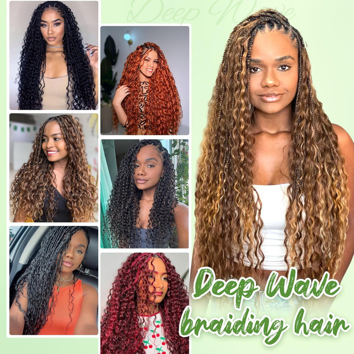 EERYA Long Curly Braiding Hair 30 Inch Deep Ocean Wave packaging