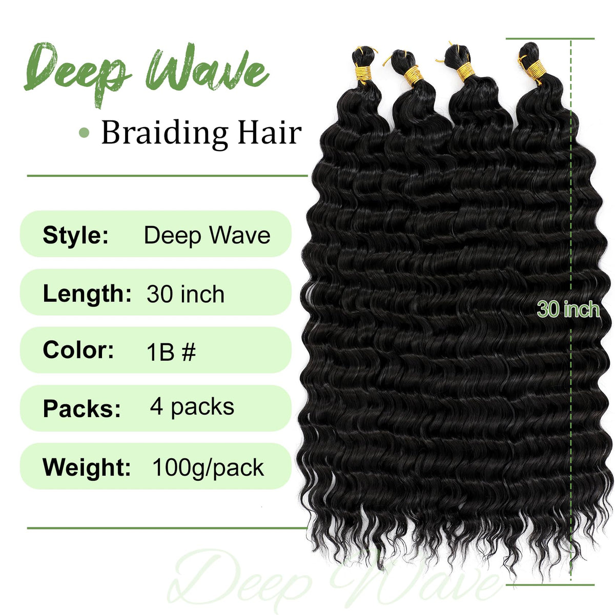 EERYA Long Curly Braiding Hair 30 Inch Deep Ocean Wave side view