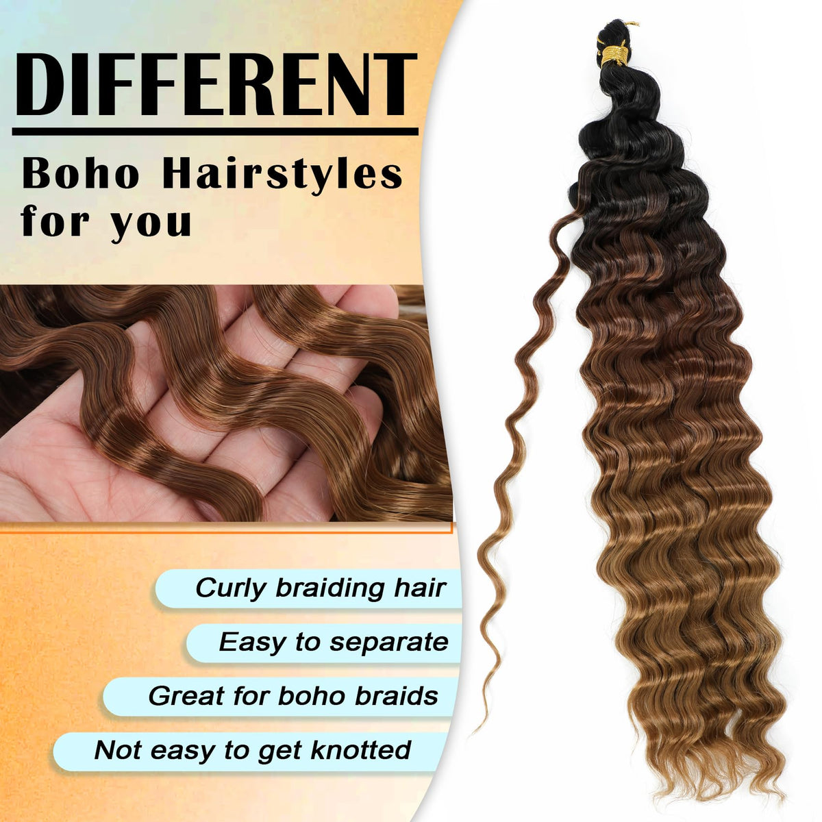 EERYA Long Curly Braiding Hair in T1B/30/27