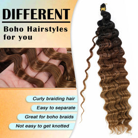 EERYA Long Curly Braiding Hair in T1B/30/27