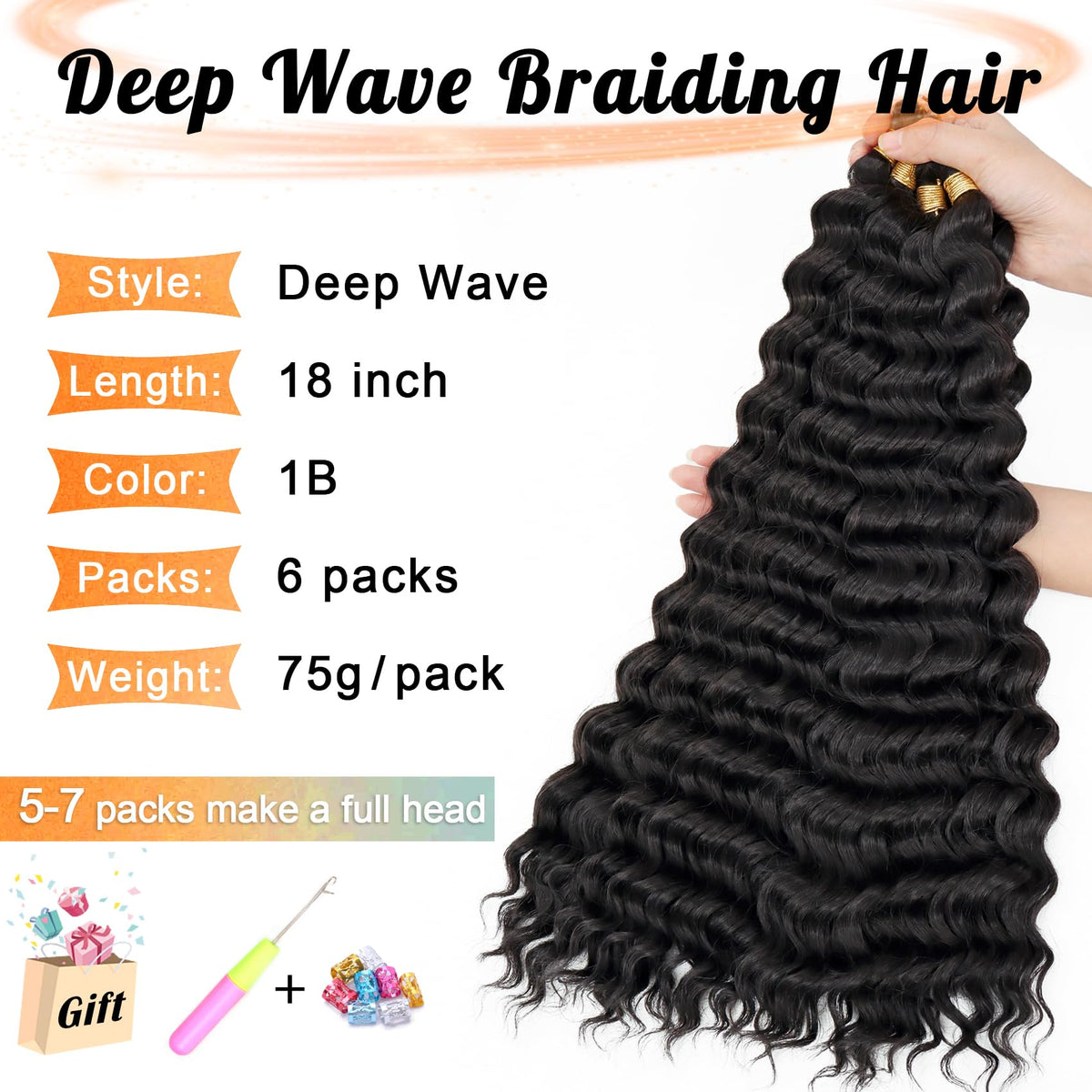 EERYA Ocean Wave Crochet Hair 18 inch close-up of texture