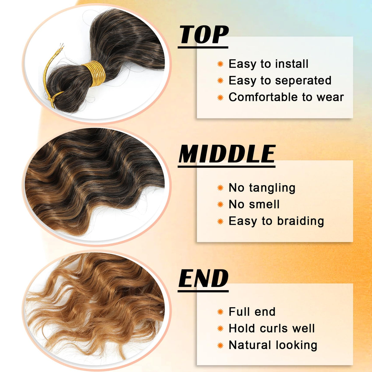 EERYA Ocean Wave Crochet Hair 18 Inch close-up of texture