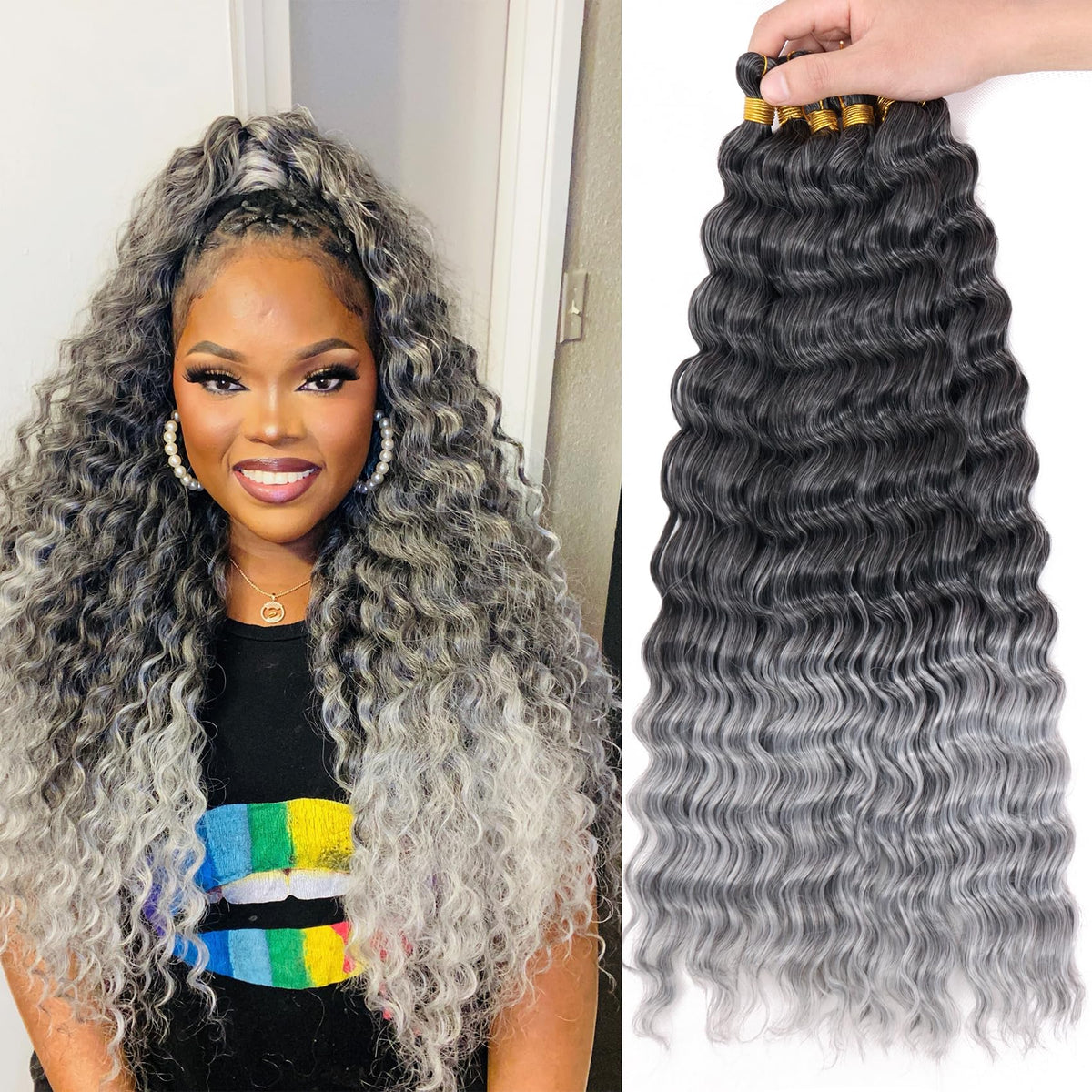 EERYA Ocean Wave Crochet Hair 18 Inch front view