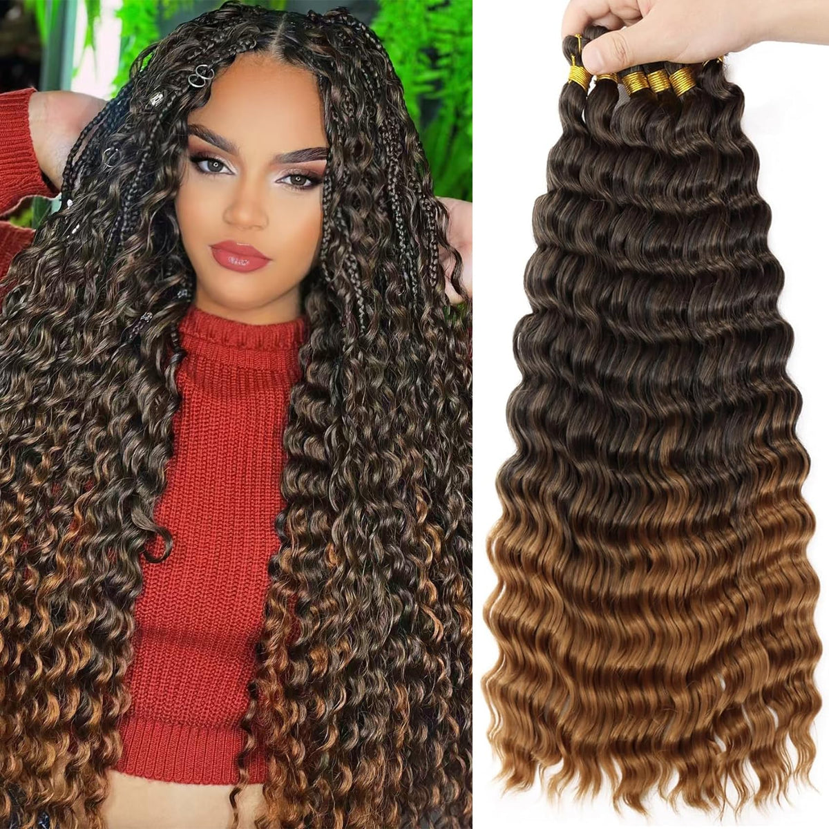 EERYA Ocean Wave Crochet Hair 18 Inch front view
