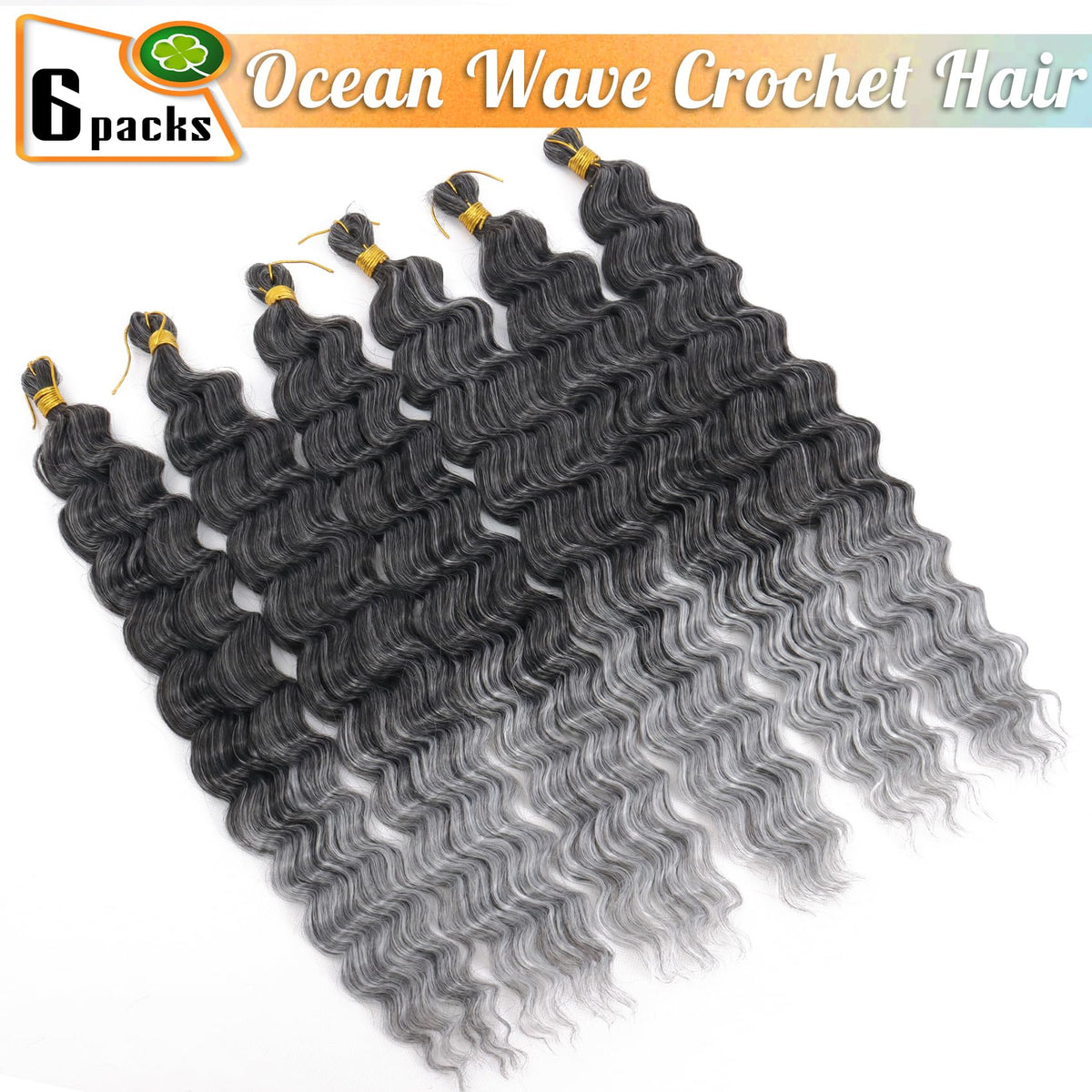 EERYA Ocean Wave Crochet Hair 18 Inch in T1B/Grey