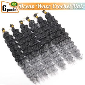 EERYA Ocean Wave Crochet Hair 18 Inch in T1B/Grey