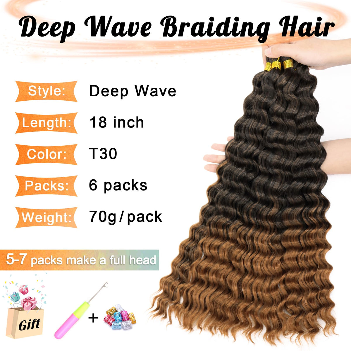 EERYA Ocean Wave Crochet Hair 18 Inch packaging