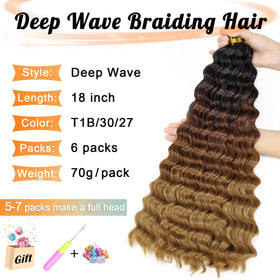 EERYA Ocean Wave Crochet Hair 18 Inch packaging with 6 packs
