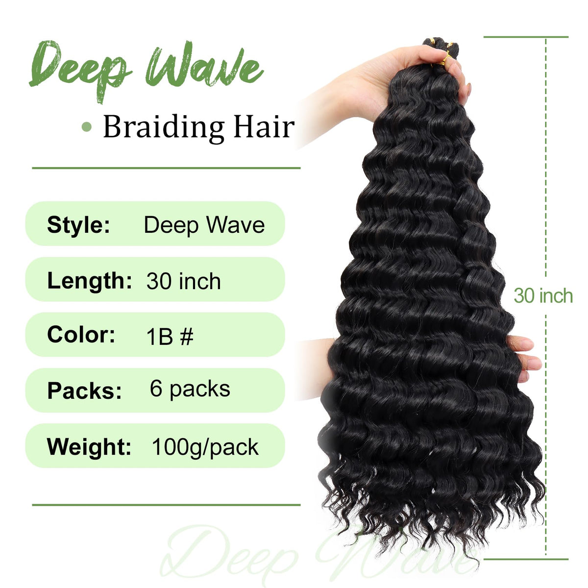 EERYA Ocean Wave Crochet Hair 30 Inch deep wave texture close-up