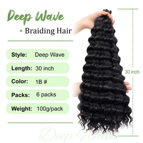 EERYA Ocean Wave Crochet Hair 30 Inch deep wave texture close-up
