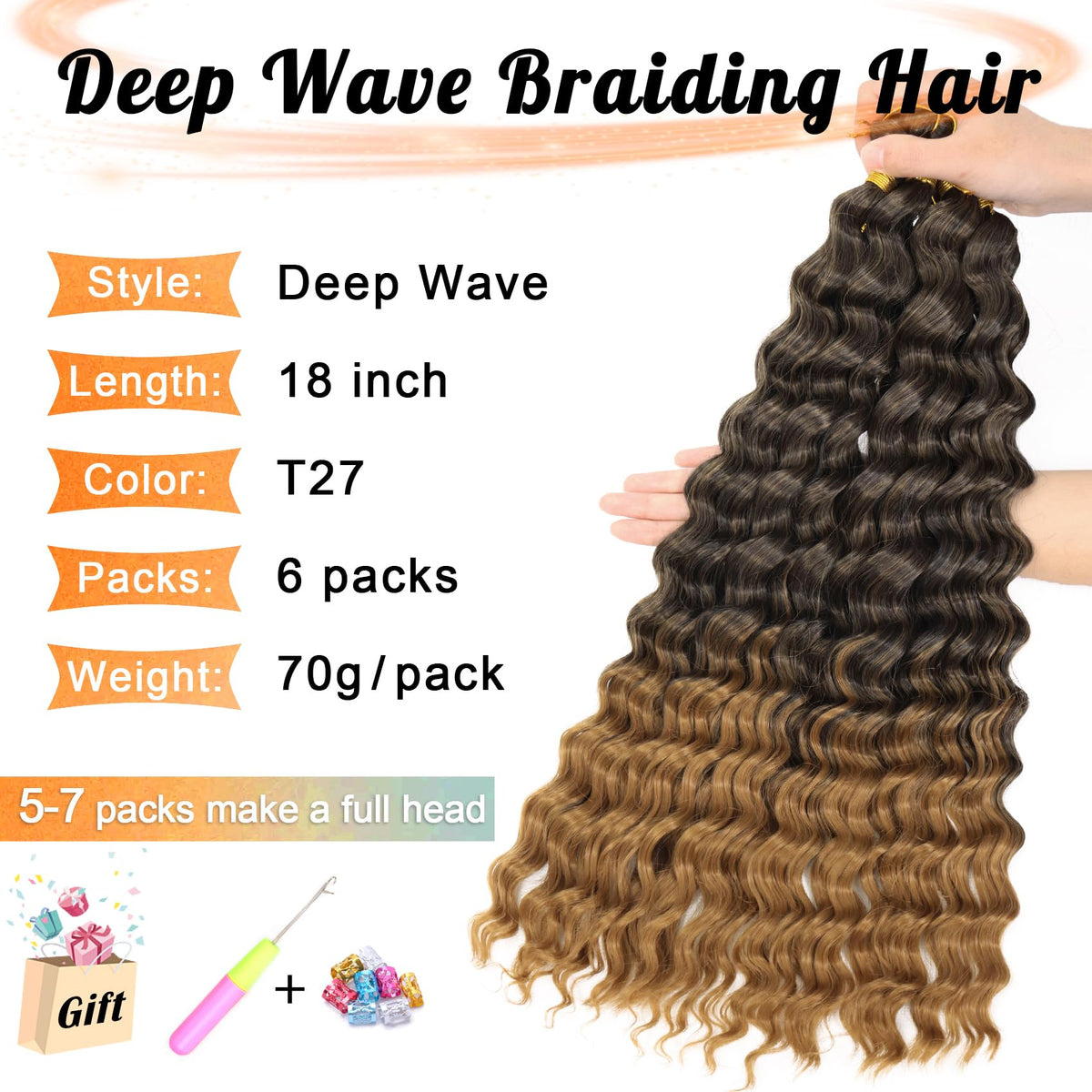 EERYA Ocean Wave Crochet Hair in T1B/27 color