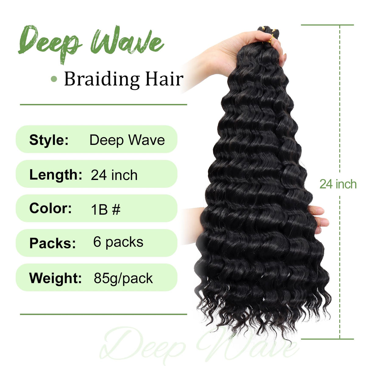 EERYA Ocean Wave Crochet Hair packaging showing 6 packs