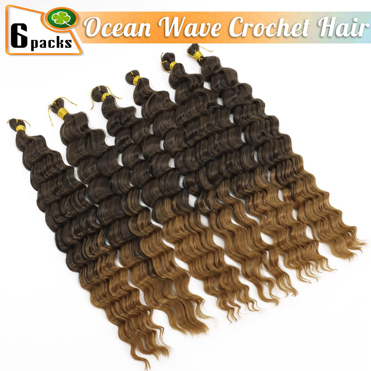 EERYA Ocean Wave Crochet Hair packaging with 6 packs