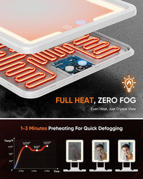 eeuuty Heated Shower Mirror Fogless adjustable angle close-up