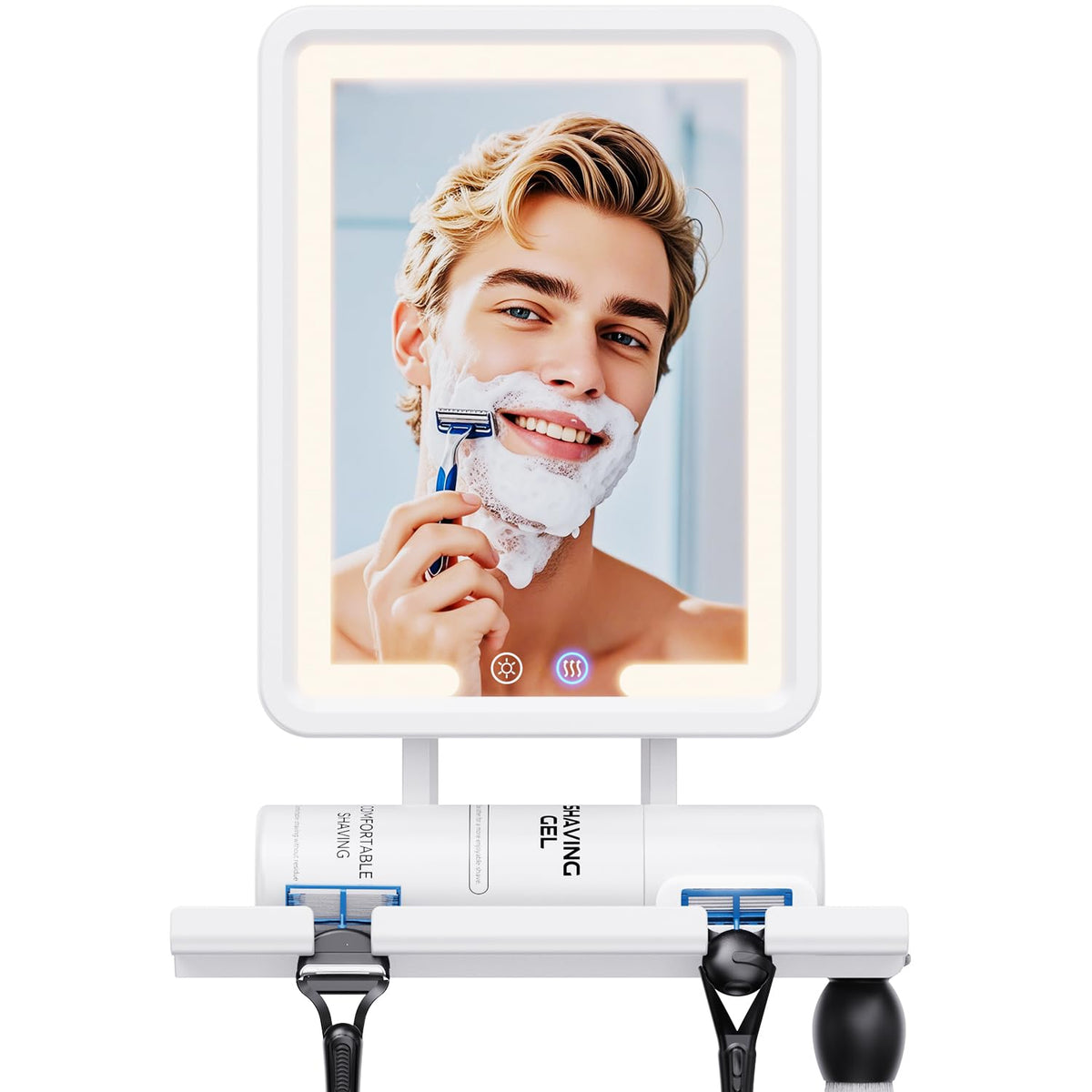 eeuuty Heated Shower Mirror Fogless front view with lights