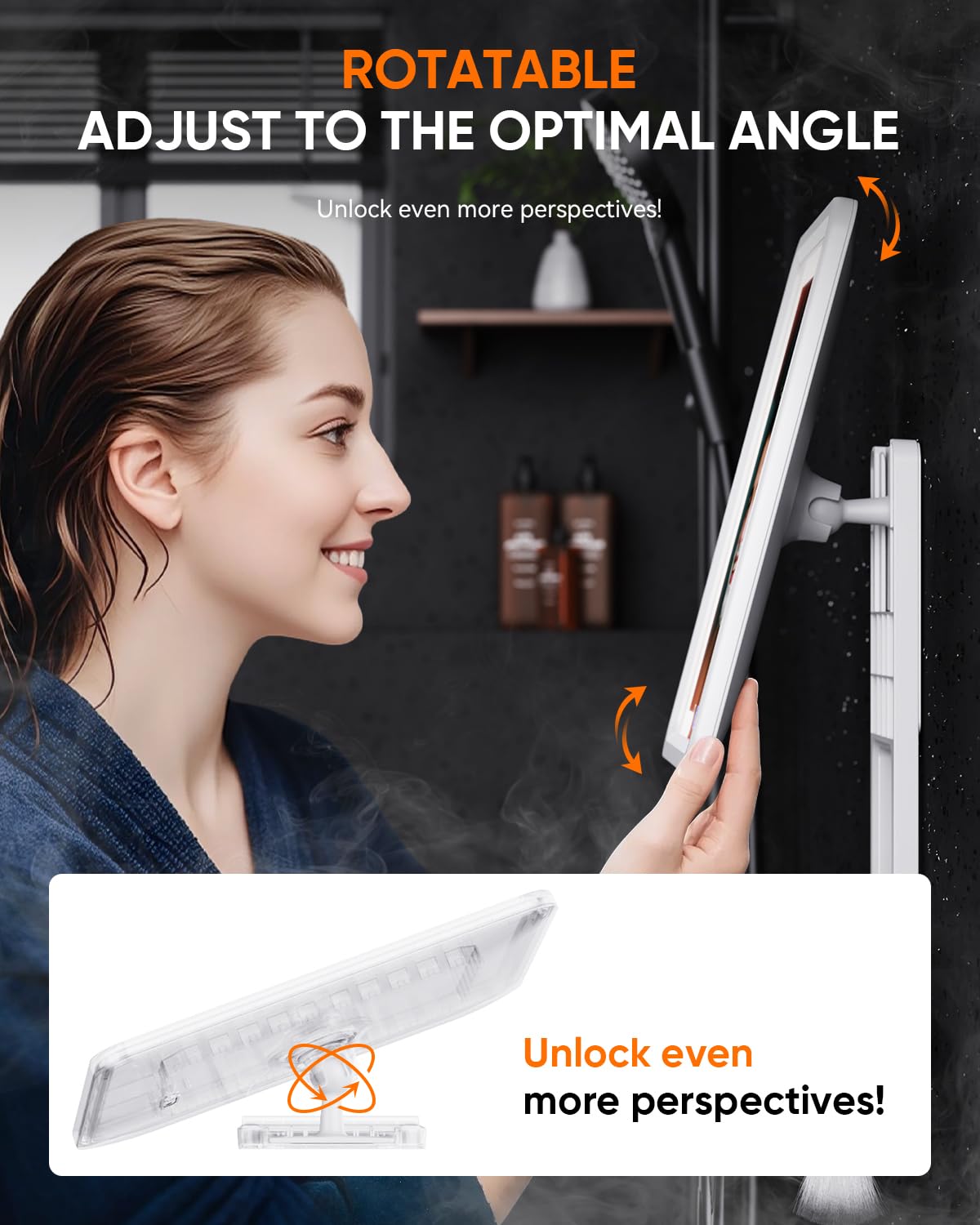 eeuuty Heated Shower Mirror Fogless in a bathroom setting