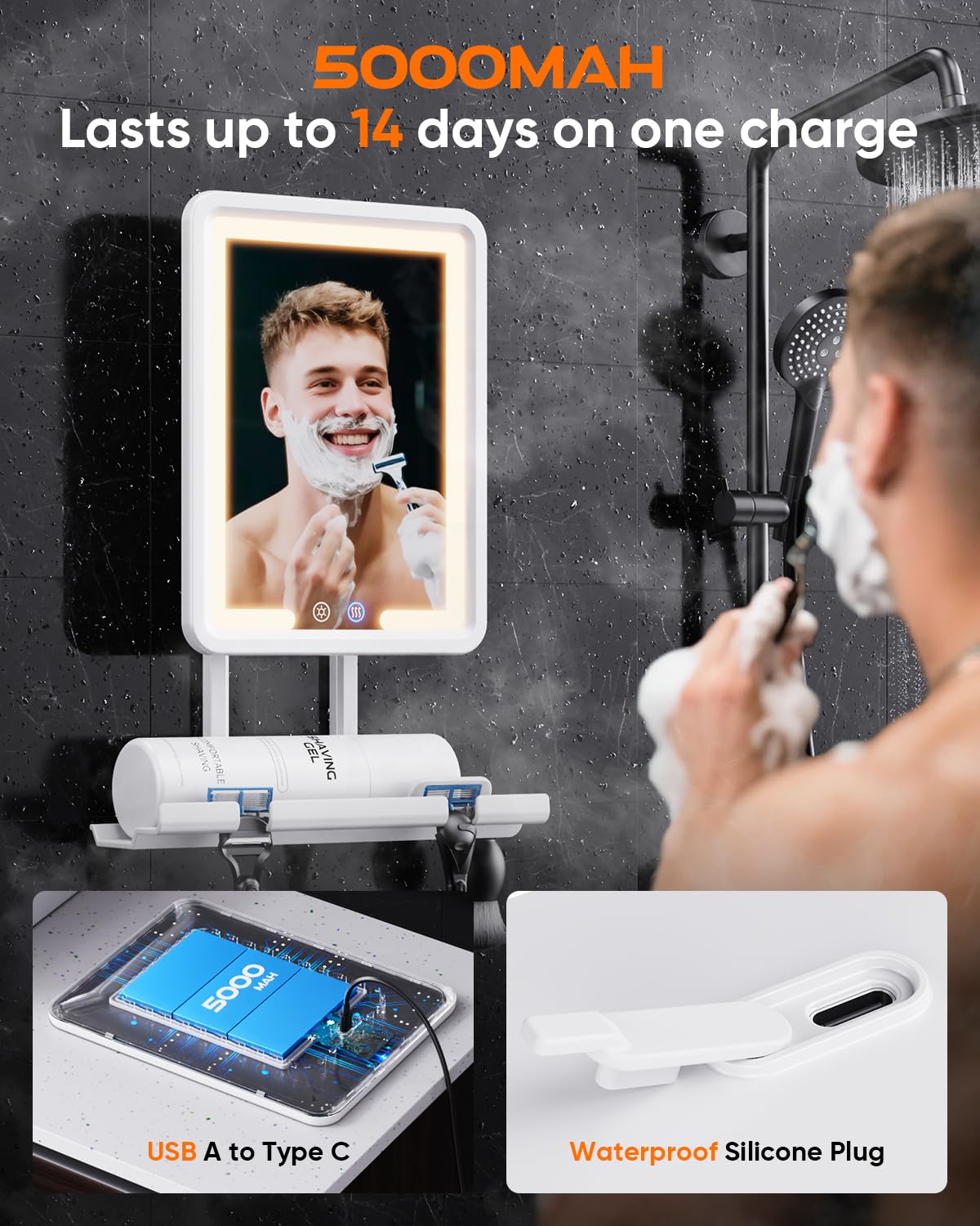 eeuuty Heated Shower Mirror Fogless showing dimensions