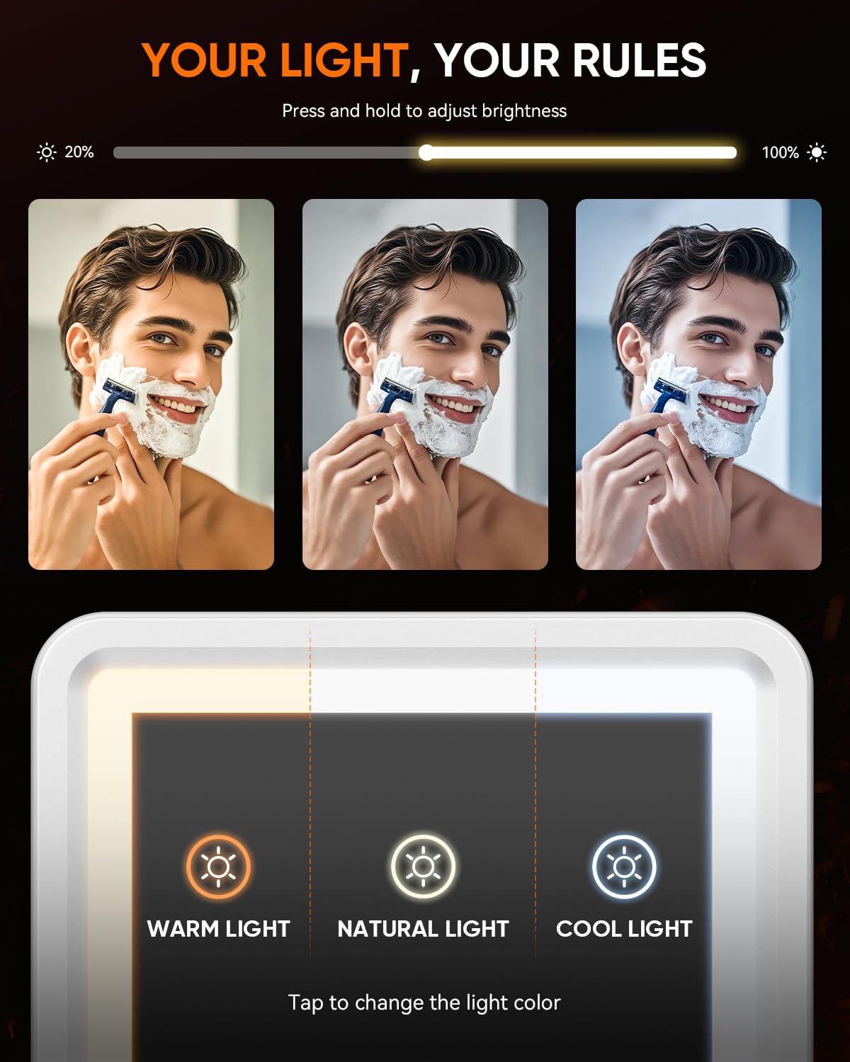 eeuuty Heated Shower Mirror Fogless with razor holder