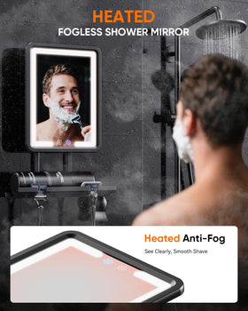 eeuuty Heated Shower Mirror mounted on shower wall