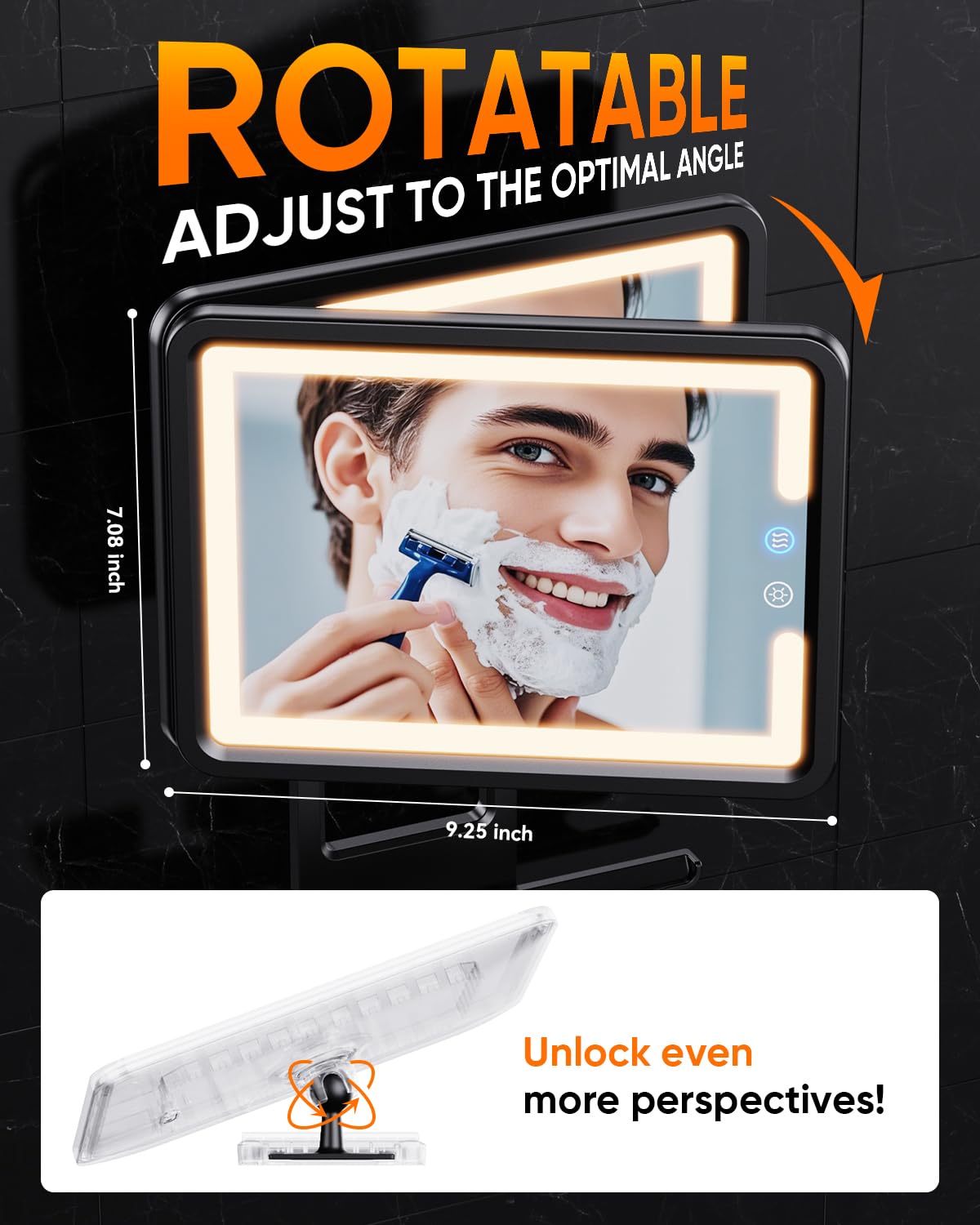 eeuuty Heated Shower Mirror showing packaging