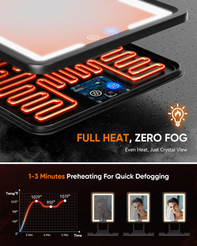 eeuuty Heated Shower Mirror with natural light setting