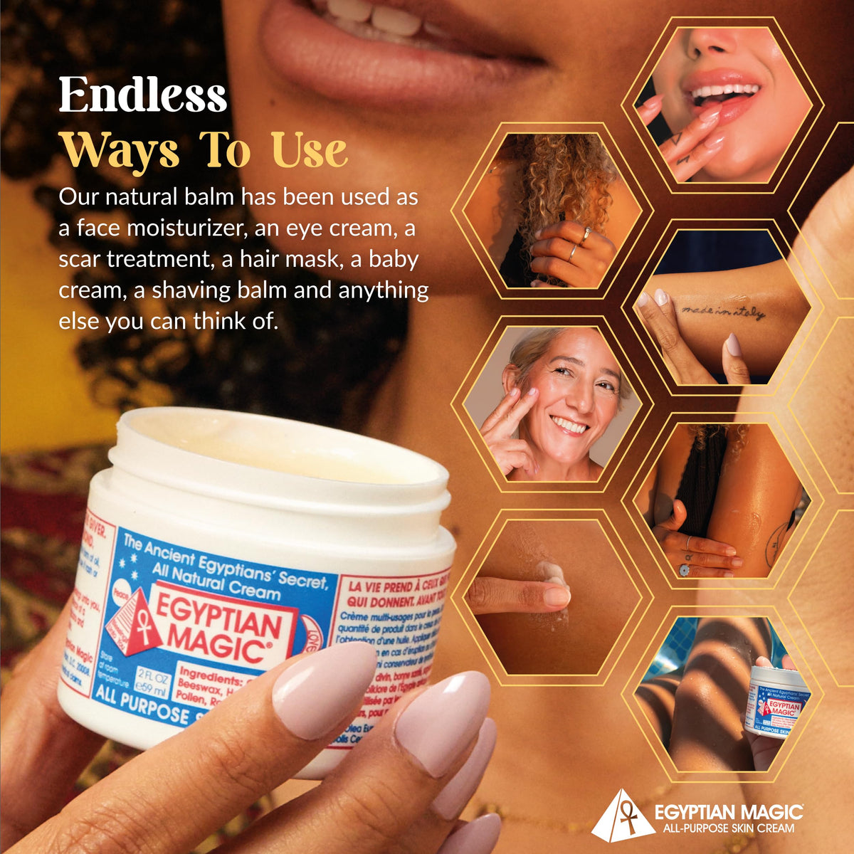 Egyptian Magic Skin Cream application on dry skin