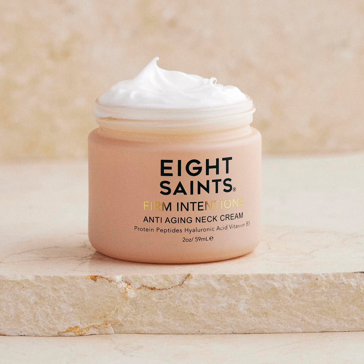 Eight Saints Firm Intentions Neck Cream 2 oz back view with ingredients