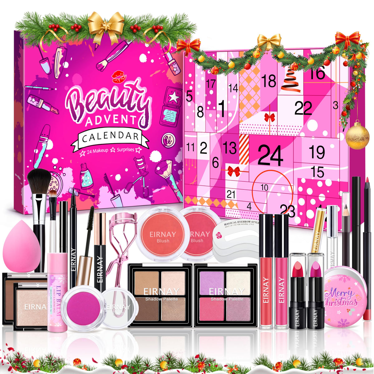 EIRNAY 2026 Makeup Advent Calendar front view with festive design