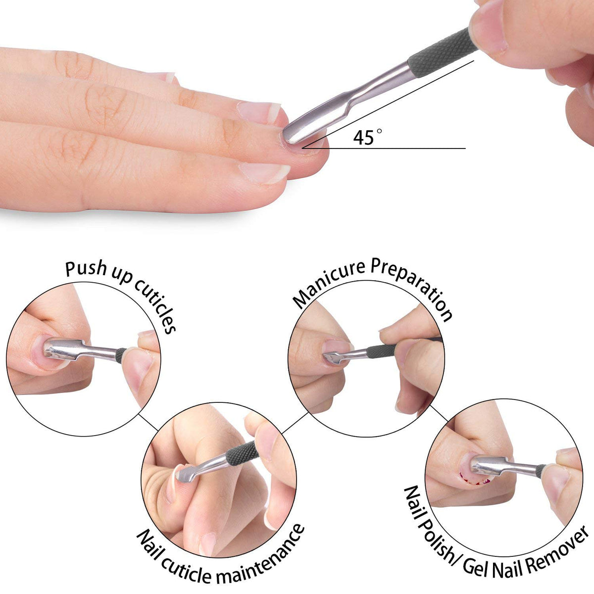 Ejiubas Cuticle Tools in PVC zip storage bag