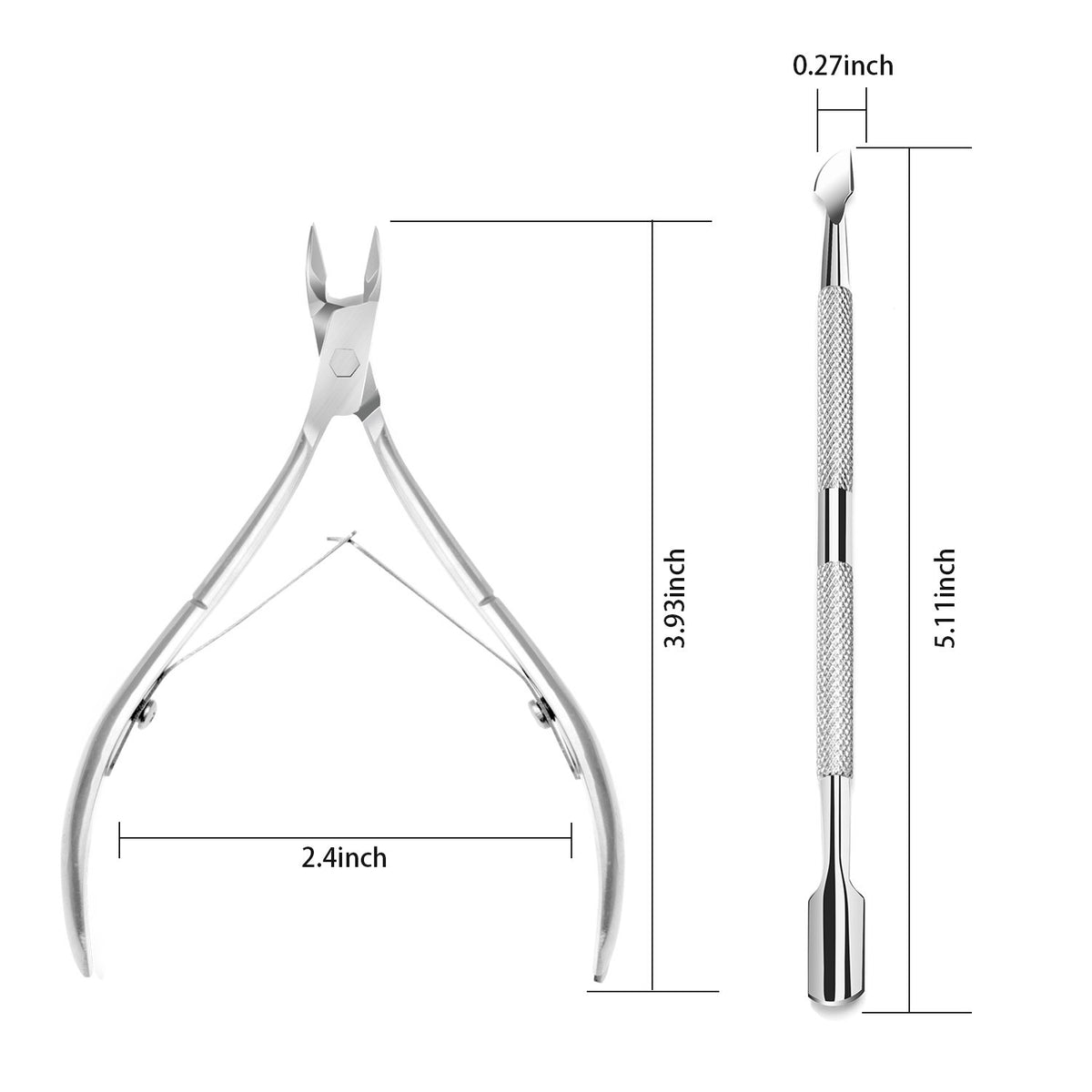 Ejiubas Cuticle Trimmer and Pusher set on a countertop