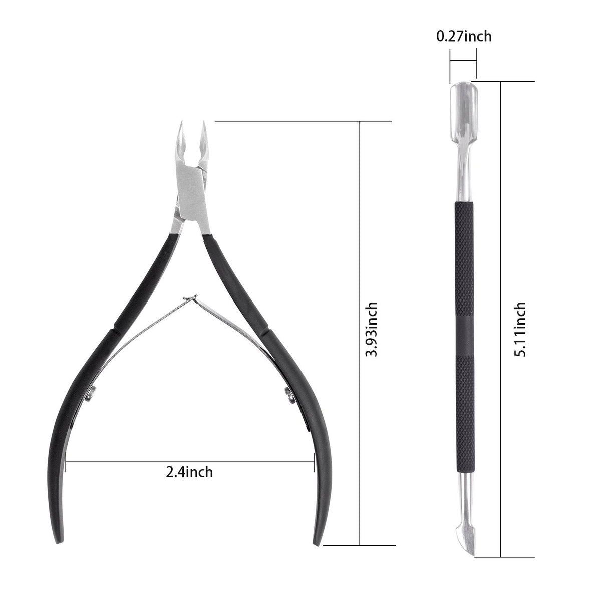 Ejiubas Cuticle Trimmer and pusher set on a wooden surface