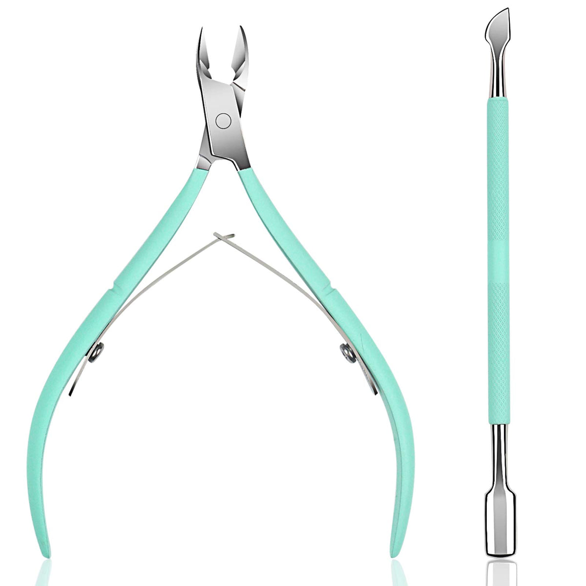 Ejiubas Cuticle Trimmer with green handle and sharp tip