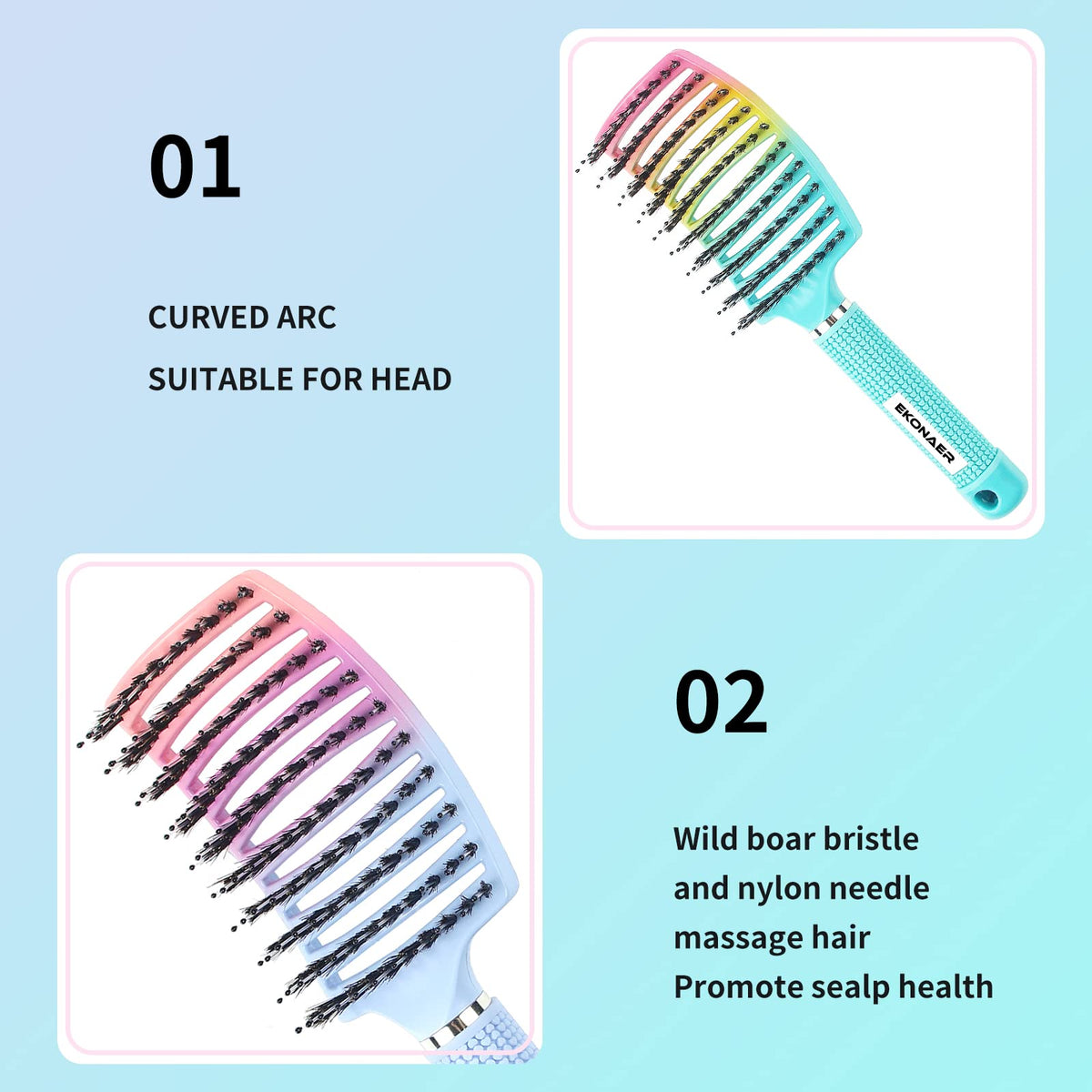 EKONAER Detangling Brush displayed with packaging