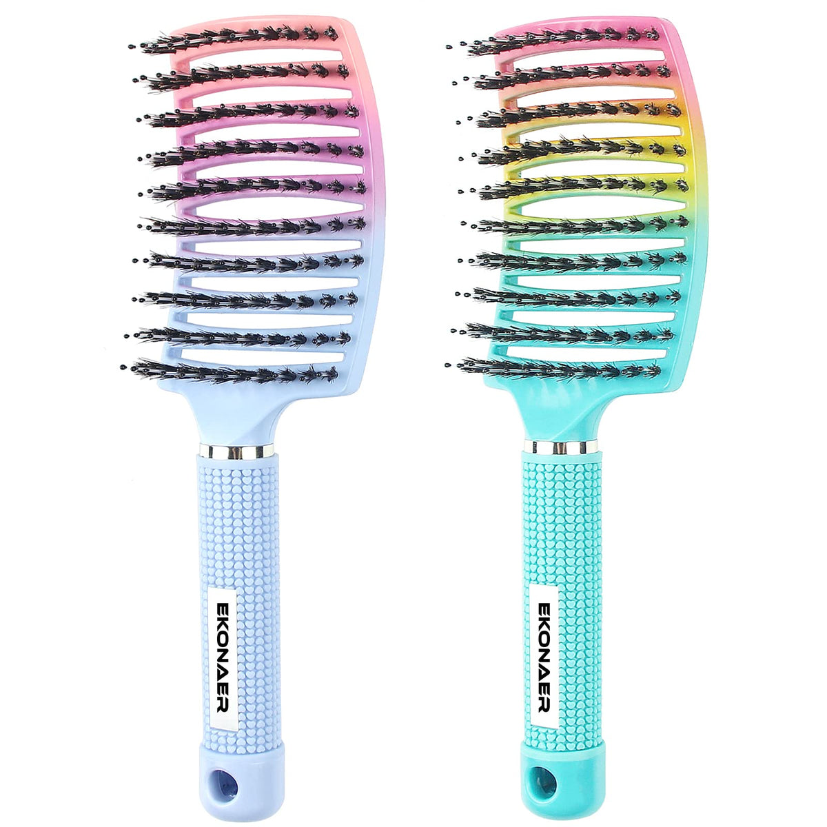 EKONAER Detangling Brush in green and blue, front view