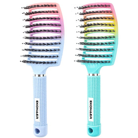EKONAER Detangling Brush in green and blue, front view