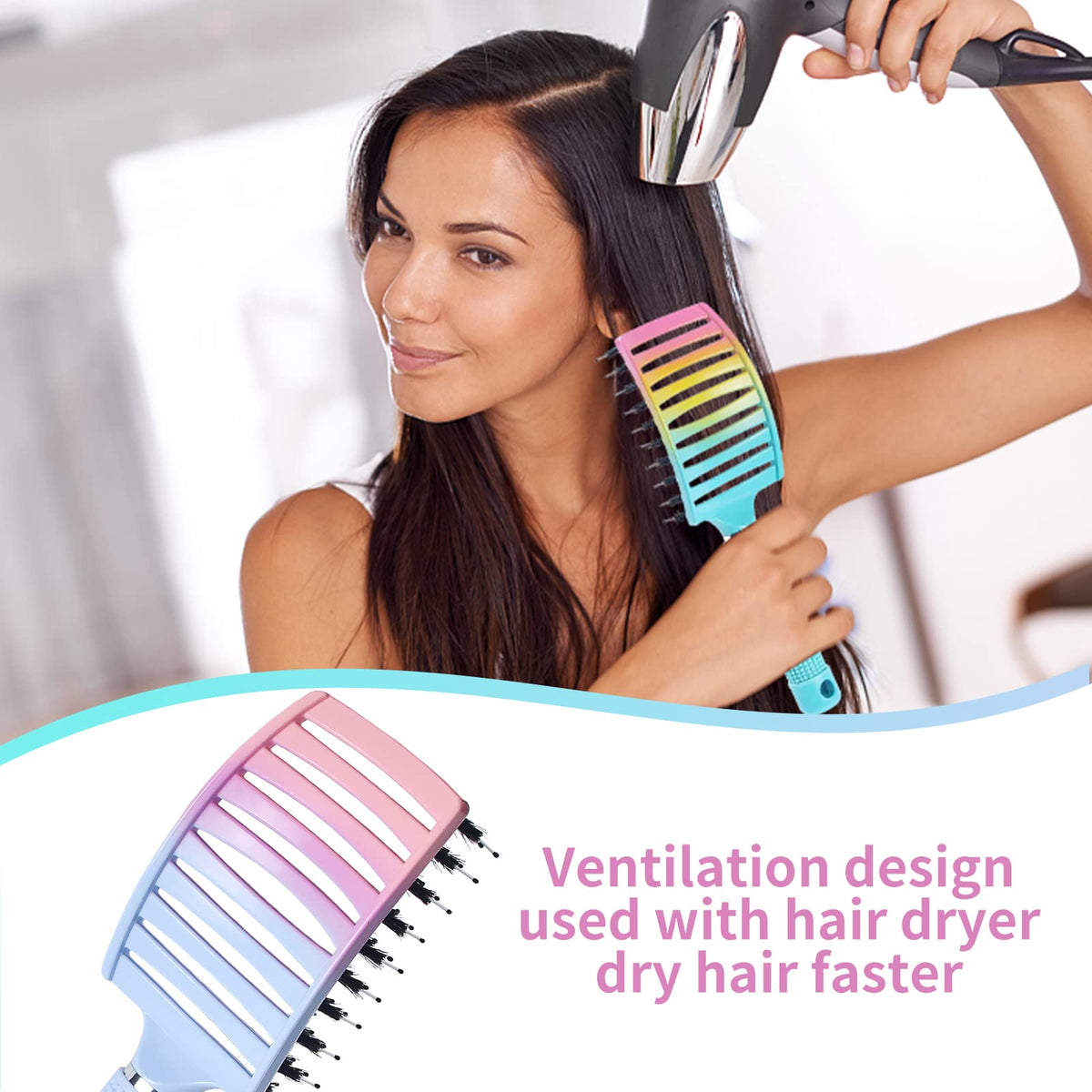 EKONAER Detangling Brush in use on wet hair