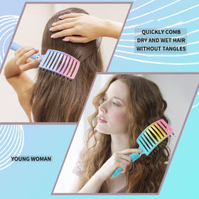 EKONAER Detangling Brush with rubber handle, side view