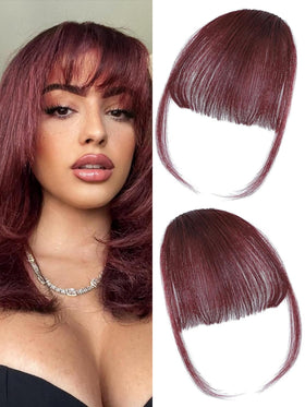 ELEFOCUS Clip in Bangs Burgundy front view