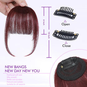 ELEFOCUS Clip in Bangs Burgundy side view